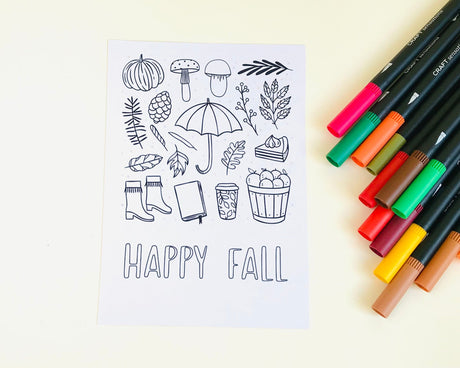Fall Vibes Card Adult Coloring Printable Card