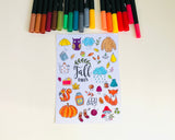 Cozy Fall Vibes Card Adult Coloring Printable Card