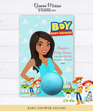 Toy Story Boy Baby Shower Favor Cards African American Pregnant Mom - PRINTABLE TEMPLATE