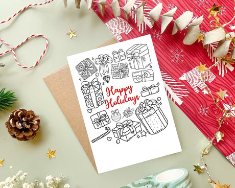 Aesthetic Coloring Winter Vibes Card Printable