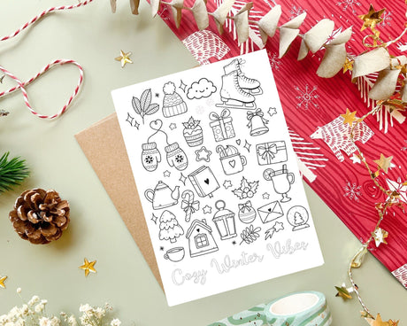 Cozy Winter Vibes Coloring Card: Relax and Unwind Coloring Session