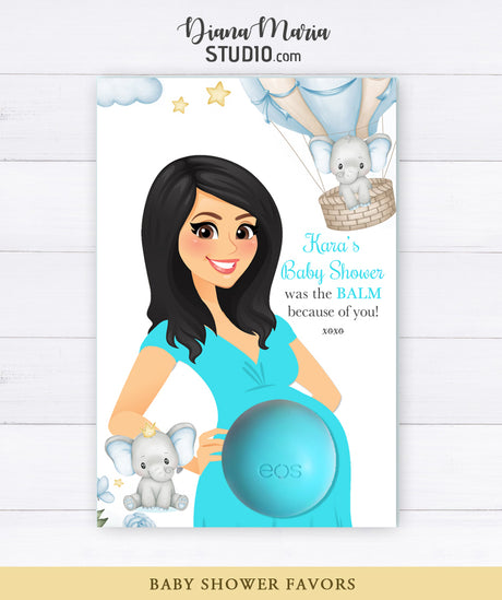 Elephant Baby Shower Favors for Eos Lip Balm - PRINTABLE CARD