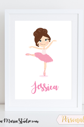 Personalized Ballerina Wall Art Girls Room Decor Ballerina Girl - Printable PDF