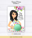 Eos Baby Shower Favor Cards Belly Balm holder Floral Pregnant Woman - INSTANT DOWNLOAD