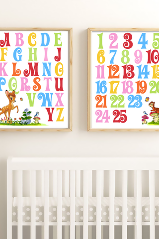 Disney Nursery Decor Wall Art - Bambi Alphabet Numbers - PRINTABLE
