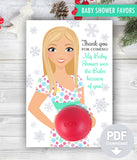 Eos Balm Holder Baby Shower Favors - Winter Wonderland Baby Shower Snowflakes Favor Card Template - INSTANT DOWNLOAD
