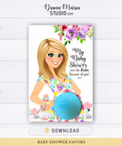 Eos Baby Shower Favor Cards Belly Balm holder Floral Pregnant Woman - INSTANT DOWNLOAD