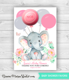 Girl Baby Shower Favors for eos lip balm Elephant Theme Printable Favor Card Template