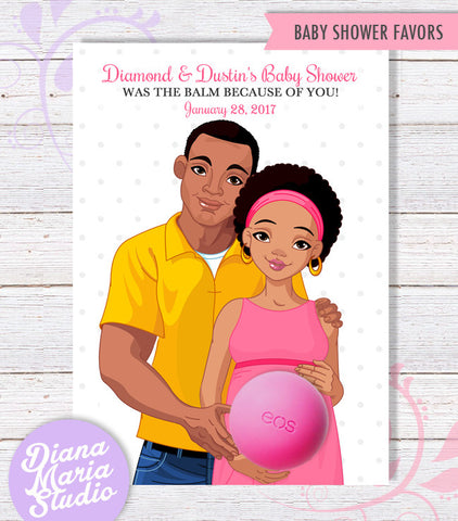 Eos Baby Shower Favors African American Co-ed Baby Shower Favor Card African American Couple-Personalized Digital Template