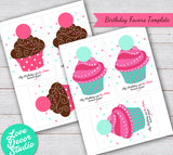 Cupcake Birthday Favor Cards Eos Lip Balm Holder - INSTANT DOWNLOAD