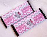 Chocolate Bar Wrappers Elephant Girl Baby Shower Printable Candy Wrapper Label Pink Chevron