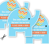 Elephant Baby Shower Book Insert - Girl Baby Shower Boy Baby Shower Book Request - Bring a book instead of card - INSTANT DOWNLOAD