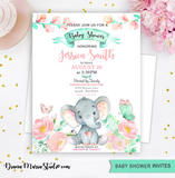Elephant Baby Shower Invitation - PRINTABLE PDF