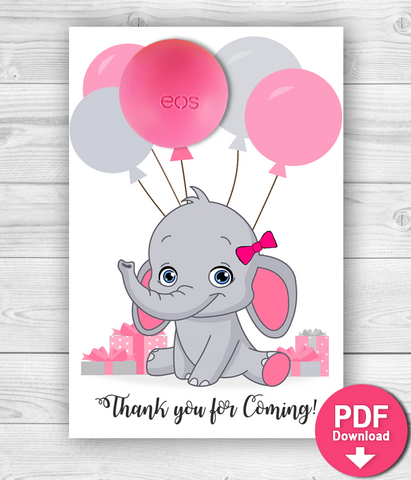 Elephant Girl Baby Shower Favors -Eos Balm Holder - INSTANT DOWNLOAD