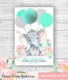 Elephant Girl Baby Shower Invitation and Favors - Printable PDF