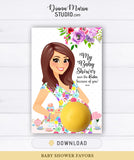 Eos Baby Shower Favor Cards Belly Balm holder Floral Pregnant Woman - INSTANT DOWNLOAD
