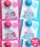 Elephant Girl Baby Shower Favors -Eos Balm Holder - INSTANT DOWNLOAD