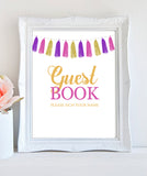 Girl Baby Shower Decorations - Welcome sign , Guest book sign, Favors sign - Tassel Pink Gold - INSTANT DOWNLOAD