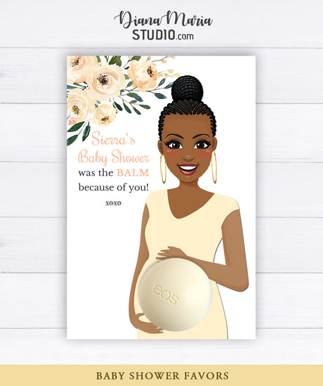 African American Baby Shower Favors Eos Balm Holder - Printable PDF favor card template