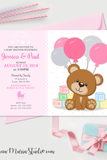 Teddy Bear Blocks Baby Shower Invitation - Boy Baby Shower