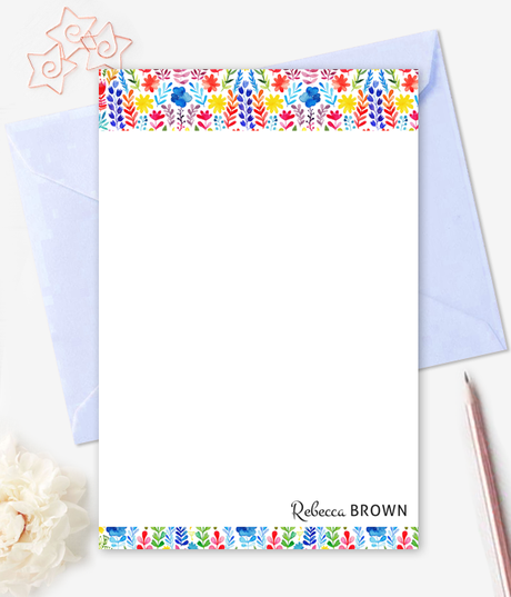 Floral Watercolor Note Cards Personalized Stationery - Printable Card