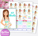 Pregnancy Planner Stickers Printable, Erin Condren Planner Pregnancy Countdown Weeks, Pregnancy Stickers, Ultrasound, Prenatal appointment stickers