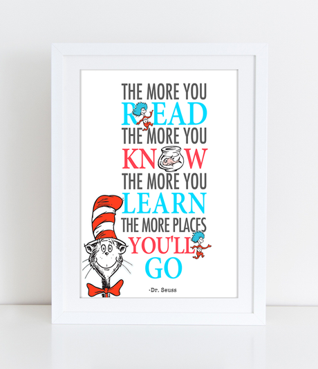 The more you read, the more you know - Printable Dr. Seuss Quote - INSTANT DOWNLOAD