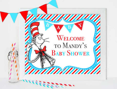 Printable Dr Seuss Welcome Sign Baby Shower Personalized Sign