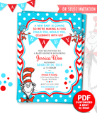 Dr Seuss Baby Shower Invitation Cat in the hat Baby Shower Invites
