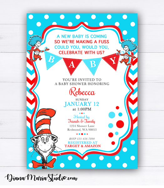 Dr seuss discount baby shower supplies
