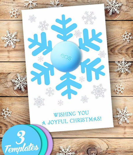 Christmas Gift Snowflake Eos Lip Balm Holder - Printable DIY Snowflake Card Template - Stocking fillers - INSTANT DOWNLOAD
