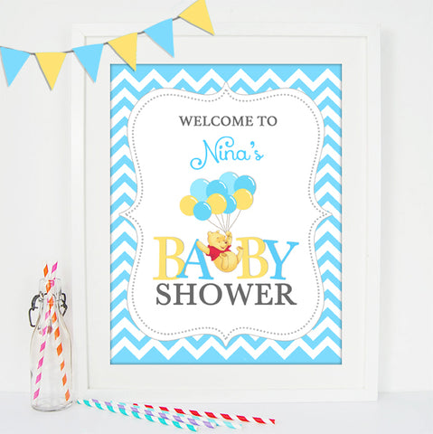 Winnie the Pooh Welcome Sign Baby Shower - PRINTABLE PDF