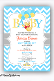 Winnie the Pooh Baby Shower Invitations Gender Neutral Boy Winnie Invitation