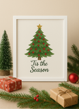 Watercolor Christmas Tree Wall Art | ’Tis the Season Quote Print