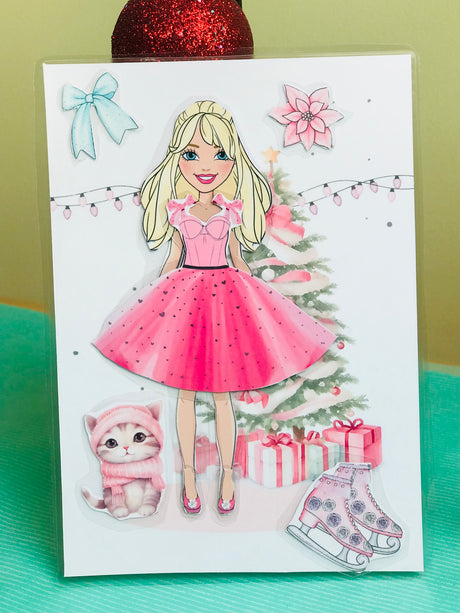 Christmas Card Barbie Winter Fashion with Clothes , Shoes and Accessories