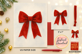 Christmas Bow Printable Art – Red Velvet Bow Holiday Decor Artwork - Instant Download