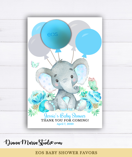 Elephant Boy Baby Shower Favors for eos lip balm - Printable Template