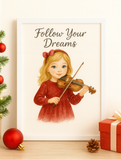 Girl Playing Violin Wall Art – Musical Fine Art Print for Home Decor - Instant Download