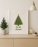 Watercolor Christmas Tree Wall Art | ’Tis the Season Quote Print