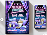 Sleepover Birthday Invitation, Girls Night Slumber Party Sleep Over, Digital Template, Editable Invite, Instant Download, Printable Card