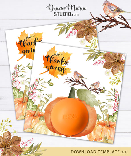 DIY Thanksgiving Gift Pumpkin Template for eos lip balm - DiY Craft Printable Pumpkin Instant Download