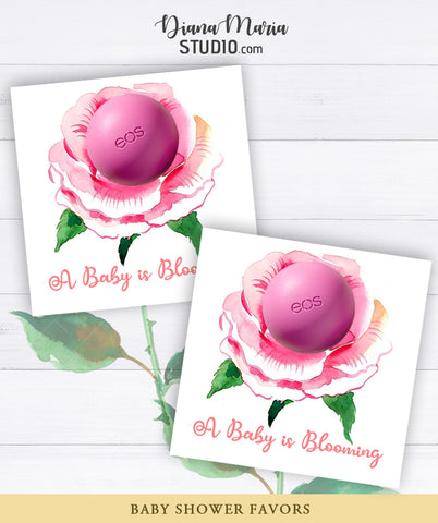 A Baby is Blooming Baby Shower Favors for Eos Lip Balm - Rose eos balm holder - Rose Favors