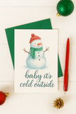 Cozy Winter Wall Art – Baby It’s Cold Outside Snowman Illustration Instant Download