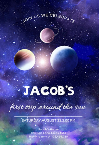 Planet Birthday Invitation: Outer Space Theme Printable Invitation