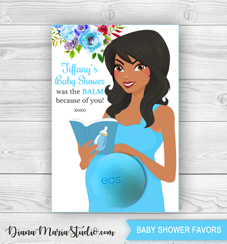 Baby Shower Favors Eos Balm Holder African American Mom-to-be - PRINTABLE PDF