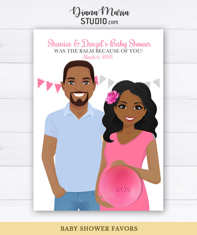 African American Couple Baby Shower Favors Eos Balm Holder Card Gender Reveal Printable Favors