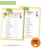 Printable Winnie the Pooh Baby Shower Game Word Scramble - INSTANT DOWNLOAD