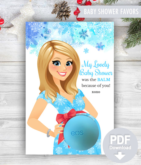 Winter Wonderland Favor Card - EOS Baby Shower Favors - Printable Eos Balm Holders - Baby It's cold outside Baby Shower -INSTANT DOWNLOAD