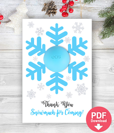 Snowflake EOS balm holder Baby Shower Favors with EOS lip balm - Snowflake favors - INSTANT DOWNLOAD