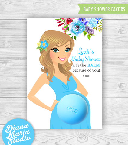 Eos Baby Shower Favors Belly Balm Holder Hawaiian Tropical Baby Shower - PRINTABLE CARD